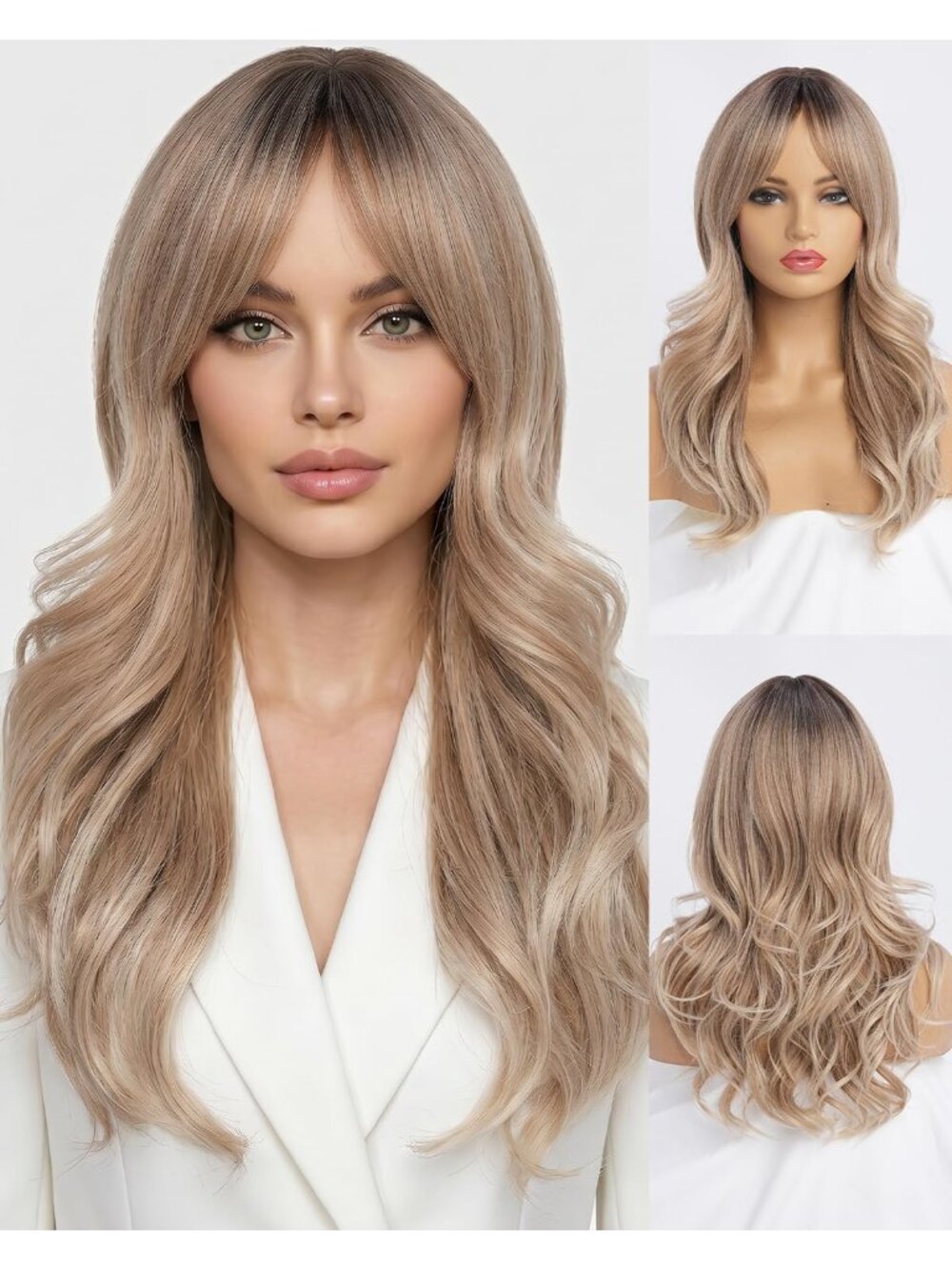 Women's Blonde 26 Inch Long Layered Heat Resistant Synthetic Wavy Hair Wigs